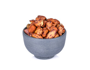 Nuts in bowl isolated on white background