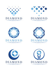 Blue abstract modern diamond logo sign vector set design