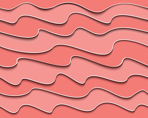 Paper cut seamless pattern.  Abstract pink waves background. Paper cut style. Vector illustration.