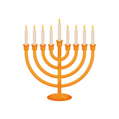 Chanukiah concept. Happy Hanukkah. Vector flat illustration.