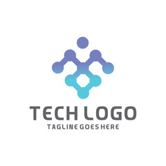 Modern Logo Technology for Business, Creative Technology Symbols for Companies, Logotypes of Digital Concepts and Circles, Connections and Networks Icons, Energy and Molecule Vector, Tech Logo Design.