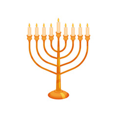 Chanukiah on white background. Happy Hanukkah concept.