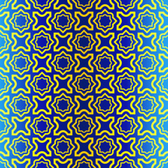 Geometric Pattern. Ethnic Ornament. Vector Illustration. For Greeting Cards, Invitations, Cover Book, Fabric, Scrapbooks. Blue yellow color