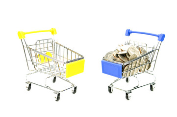 shopping cart contains coins