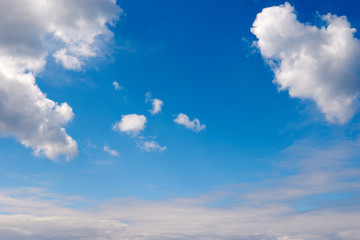 White clouds in a blue sky