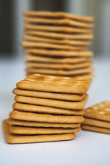 stack of biscuits on white background