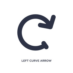 left curve arrow icon on white background. Simple element illustration from arrows concept.