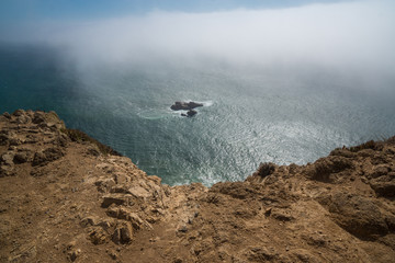 view on ocean cloudy sunny day at cabo de roca
