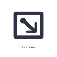 exit down icon on white background. Simple element illustration from arrows concept.