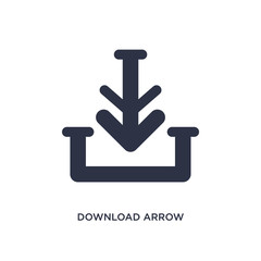 download arrow with line icon on white background. Simple element illustration from arrows concept.