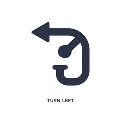 turn left icon on white background. Simple element illustration from arrows concept.