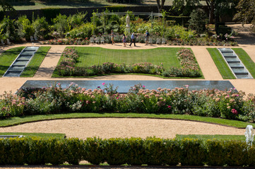 the garden of Chateau des Milandes, a castle  in the Dordogne, from the forties to the sixties of the twentieth century belonged to Josephine Baker. Aquitaine, France