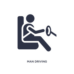 man driving icon on white background. Simple element illustration from behavior concept.
