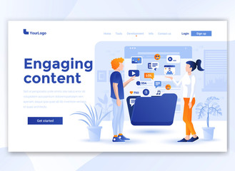 Flat Modern design of website template - Engaging Content