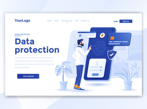 Flat Modern design of website template - Data Protection