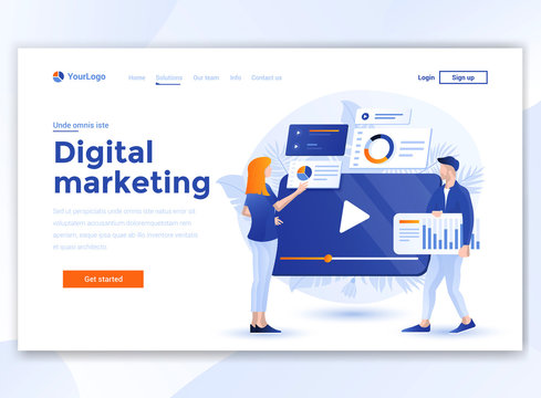 Flat Modern design of website template - Digital Marketing