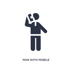 man with mobile phone icon on white background. Simple element illustration from behavior concept.