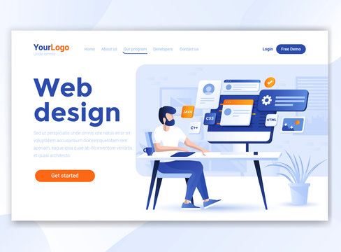 Flat Modern design of website template - Web Design