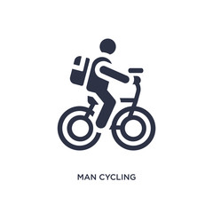 man cycling icon on white background. Simple element illustration from behavior concept.