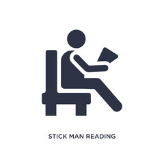 stick man reading icon on white background. Simple element illustration from behavior concept.