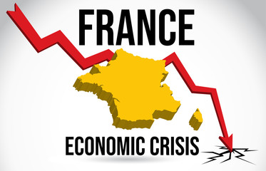 France Map Financial Crisis Economic Collapse Market Crash Global Meltdown Vector.