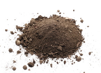 Dirt, soil isolated on white background