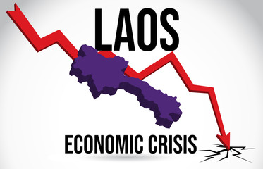 Laos Map Financial Crisis Economic Collapse Market Crash Global Meltdown Vector.