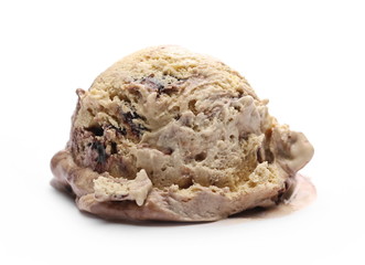 Vanilla and chocolate ice cream ball isolated on white background