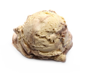 Vanilla and chocolate ice cream ball isolated on white background