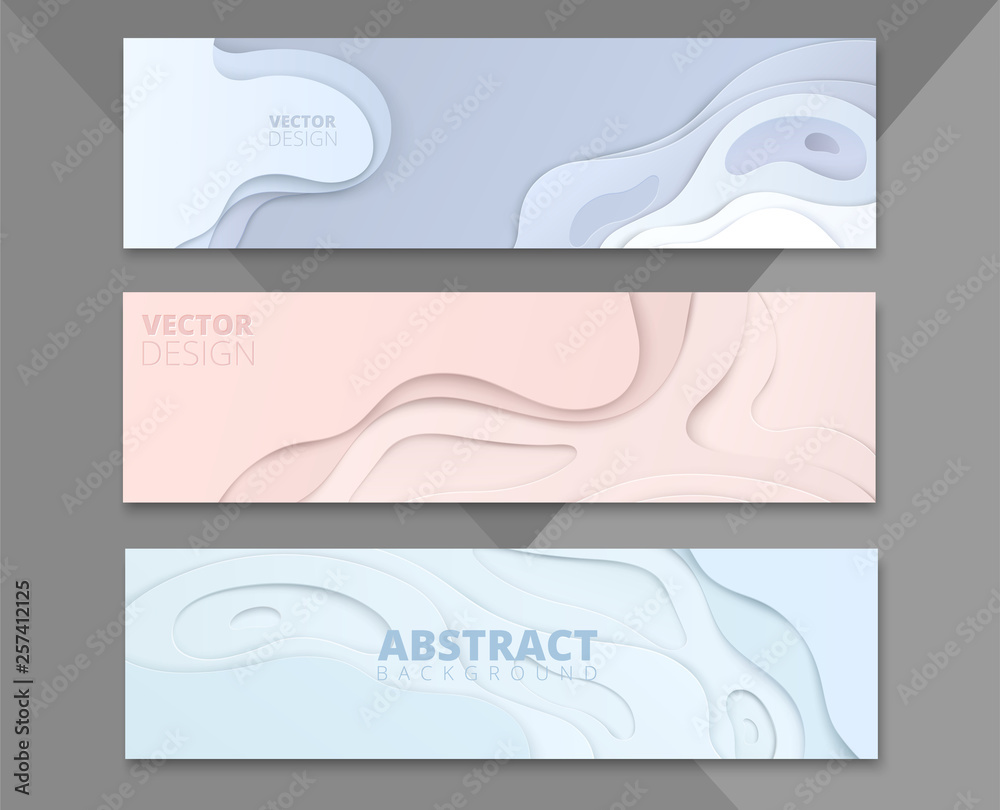 Canvas Prints set of abstract pastel banners with geometric pattern.