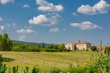 Fototapeta na wymiar Chateau, country house. Farming and agriculture countryside landscape in France, Provence