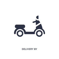 delivery by motorcycle icon on white background. Simple element illustration from delivery and logistics concept.