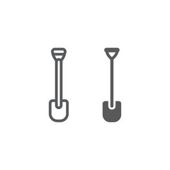 Shovel line and glyph icon, tool and farm, digger sign, vector graphics, a linear pattern on a white background.