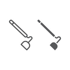 Hoe line and glyph icon, equipment and agriculture, tool sign, vector graphics, a linear pattern on a white background.