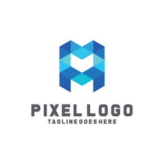 Pixel Logo / Technology Icon / Company Logo Vector / Modern Symbol Design Inspiration