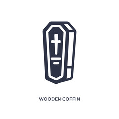 wooden coffin icon on white background. Simple element illustration from desert concept.