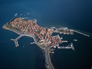 General aerial view of Nessebar, ancient city on the Black Sea coast of Bulgaria