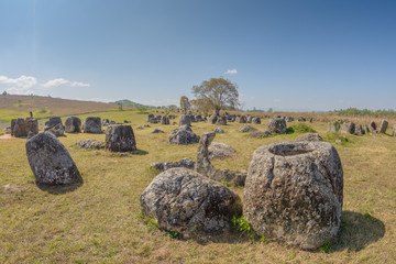 Plain of Jars, Thong Hai Hin Site 1, at Thomghaihin near the town of Phonsavan in the province Xieng Khuang in Laos in Southeastasia.