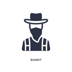 bandit icon on white background. Simple element illustration from wild west concept.