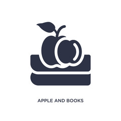 apple and books icon on white background. Simple element illustration from ecology concept.