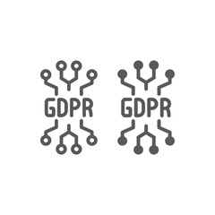 Gdpr circuit line and glyph icon, personal and privacy, chip sign, vector graphics, a linear pattern on a white background.