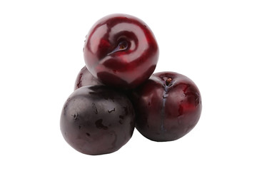 plums isolated on white background