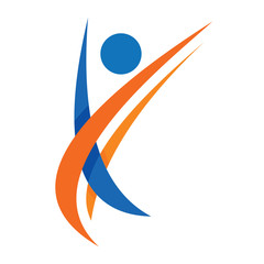 people logo, fast people in cross line style, logo design