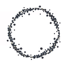 Watercolor round frame wreath of acai berries. 