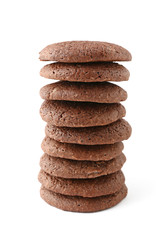 Fototapeta na wymiar Chocolate cookies on white background