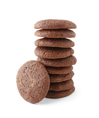Fototapeta na wymiar Chocolate cookies on white background