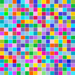 Mosaic of  bright colorful squares on a white background. 