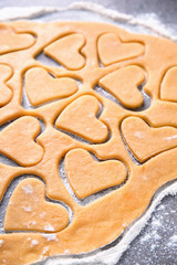 Preparing of tasty cookies on grey background