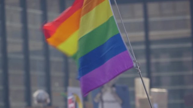 LGTB Rainbow flag waving in the wind at
