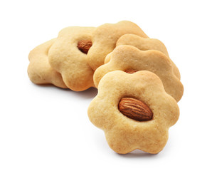 Tasty cookies on white background